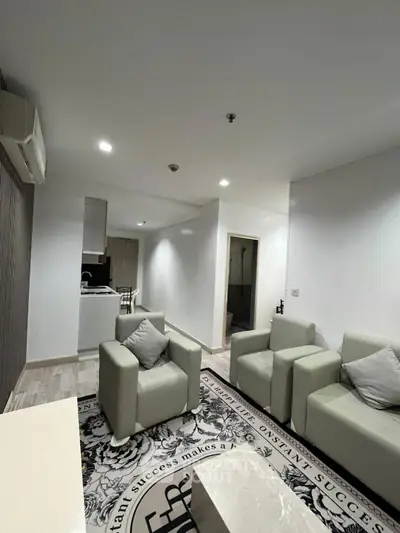 Modern living room with stylish furniture and open layout