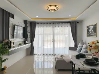 Modern living room with elegant decor and natural light