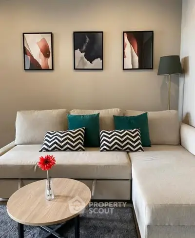 Stylish living room with modern decor and cozy sectional sofa