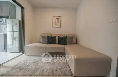 Cozy living room with modern sofa and stylish decor