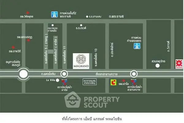 Map showing location of M Grand with nearby amenities and landmarks.