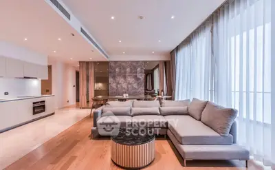 Luxurious modern living room with elegant decor and spacious layout