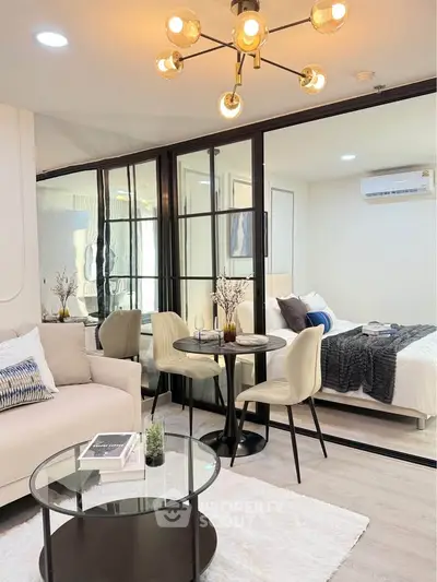 Modern studio apartment with stylish decor and cozy ambiance