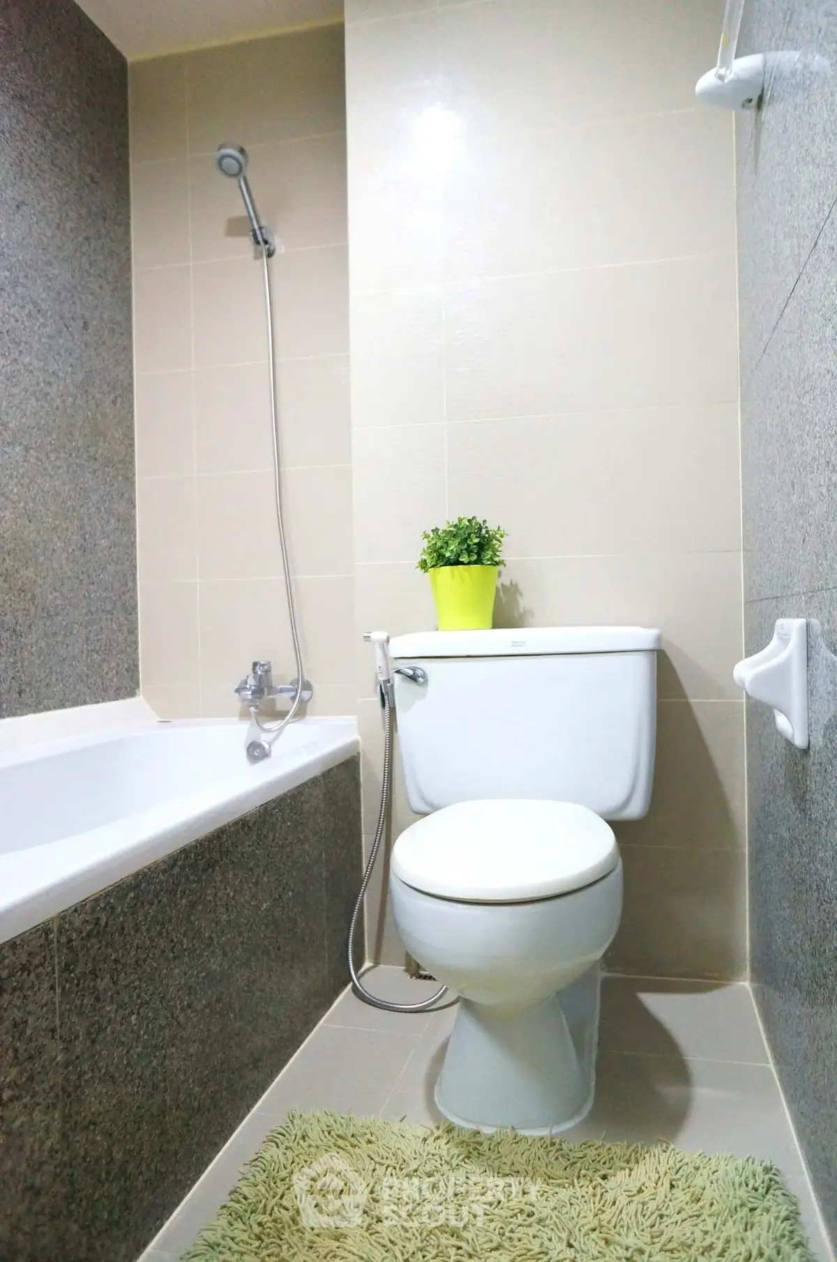 Modern bathroom with bathtub and sleek design