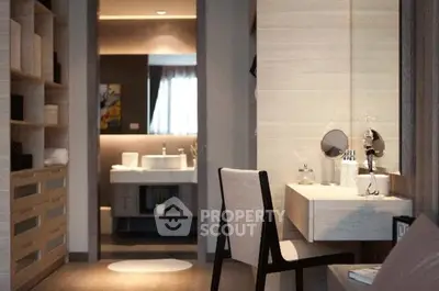 Elegant modern bathroom with stylish vanity and soft lighting