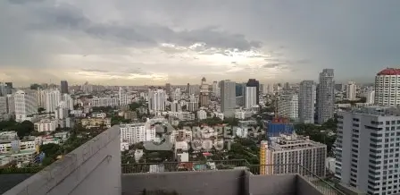 Stunning cityscape view from a high-rise building rooftop, showcasing urban skyline and expansive horizon.
