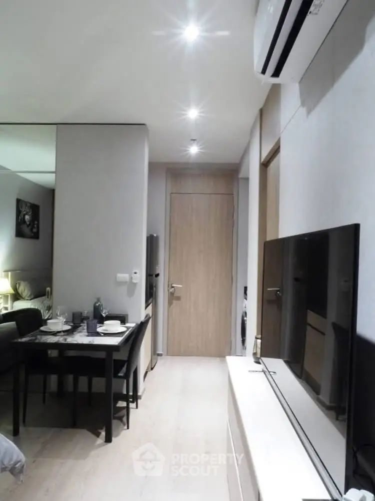 Modern living room with sleek design and stylish decor