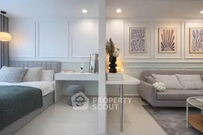 Stylish modern studio apartment with elegant decor and cozy furnishings