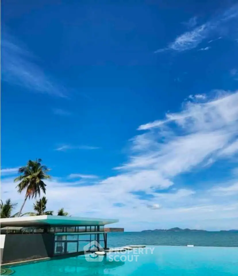Stunning beachfront pool with panoramic ocean views and modern architecture.