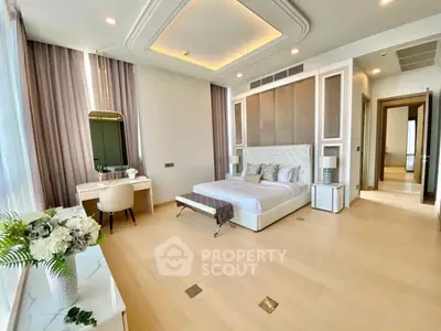 Luxurious bedroom with elegant decor and natural light