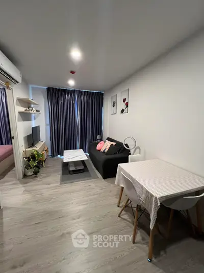 Modern living room with stylish decor and natural light