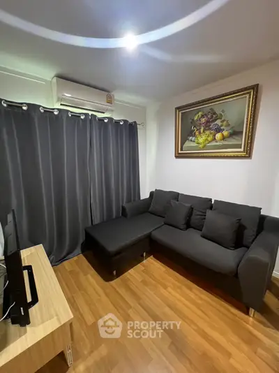 Cozy living room with modern sofa and elegant decor