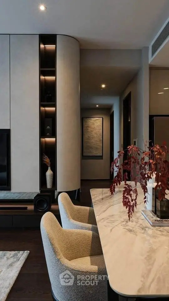 Luxurious modern living room with elegant decor and stylish furniture