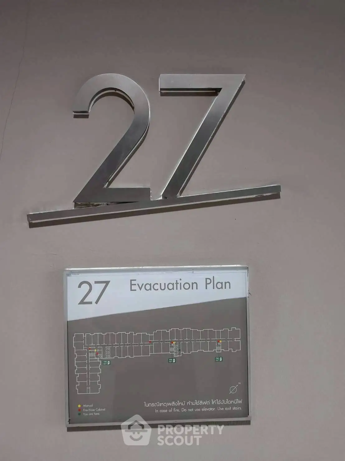 Floor 27 evacuation plan in a modern building