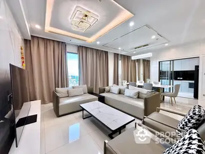 Luxurious modern living room with elegant decor and spacious layout