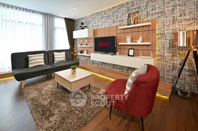 Stylish modern living room with chic decor and cozy seating area