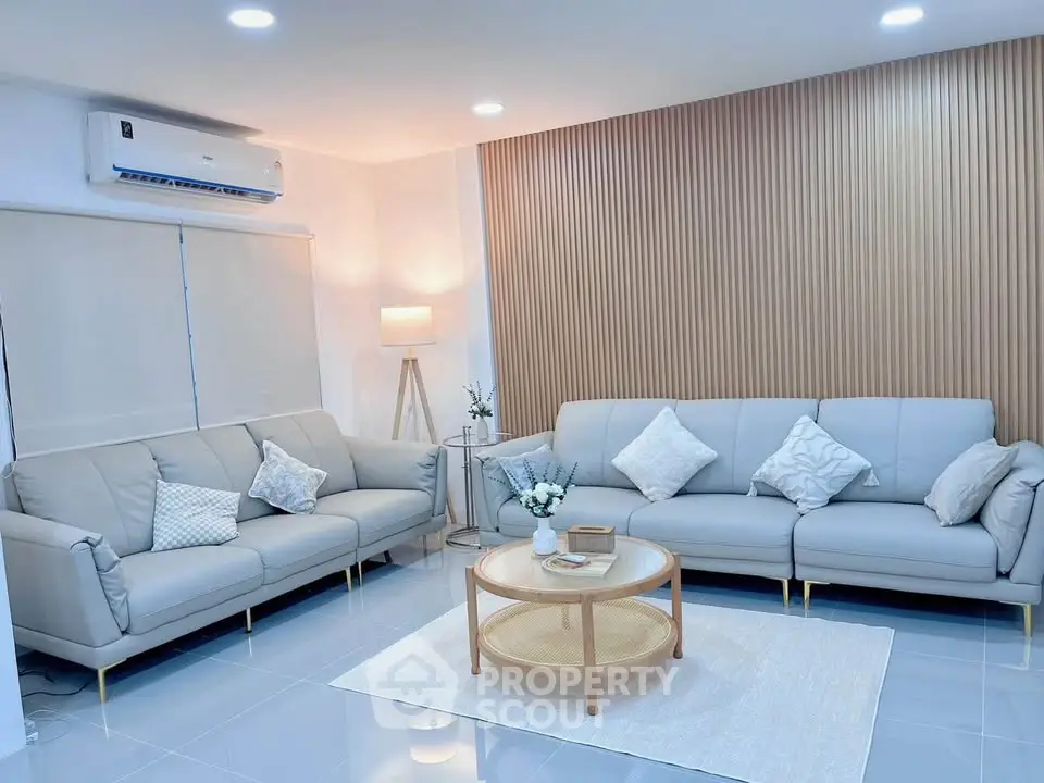 Elegant living room with modern sofas and stylish decor