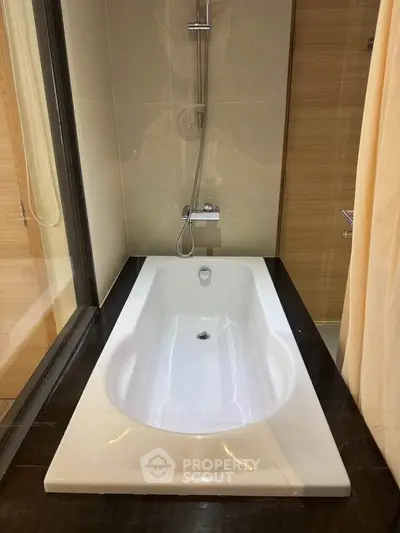 Luxurious bathroom with modern bathtub and sleek design