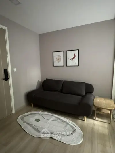 Cozy living room with modern sofa and minimalist decor