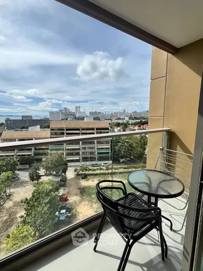 Stunning balcony view with city skyline, perfect for relaxation and enjoying the scenery.