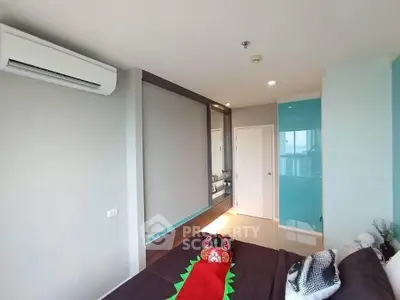 Modern bedroom with air conditioning and stylish decor