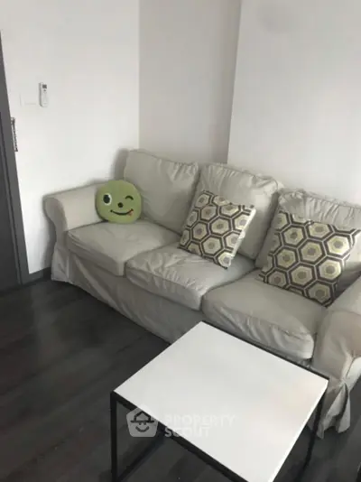 Cozy living room with modern sofa and stylish cushions