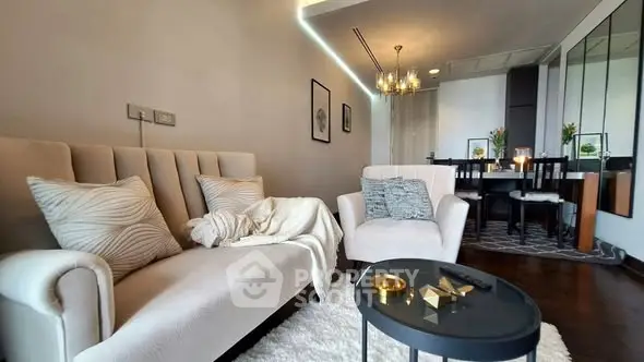 Luxurious living room with elegant decor and plush seating