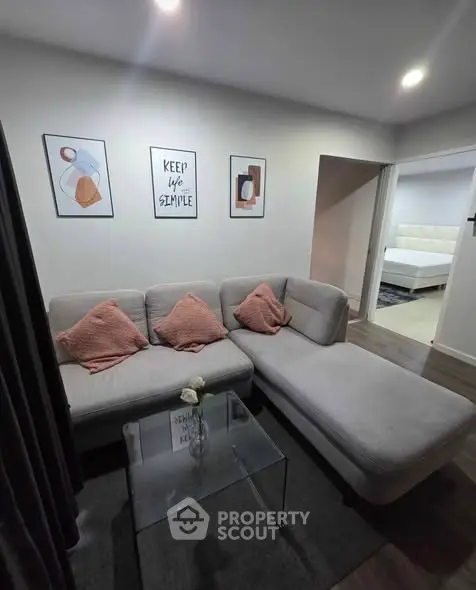 Cozy living room with modern sectional sofa and stylish decor