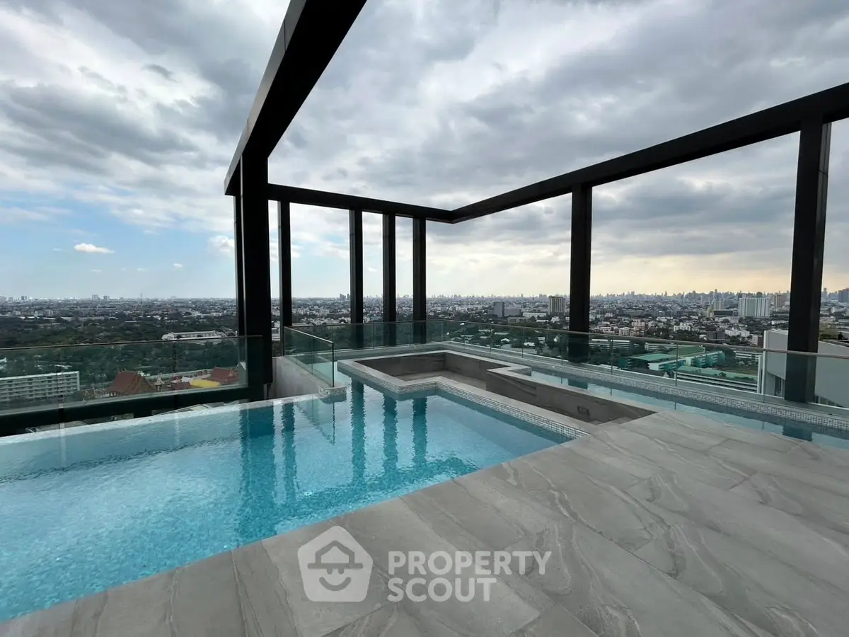 Stunning rooftop pool with panoramic city views and modern design.