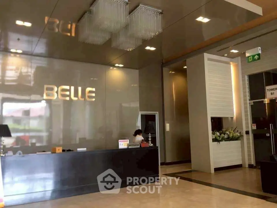 Luxurious building entrance with modern design and elegant lighting