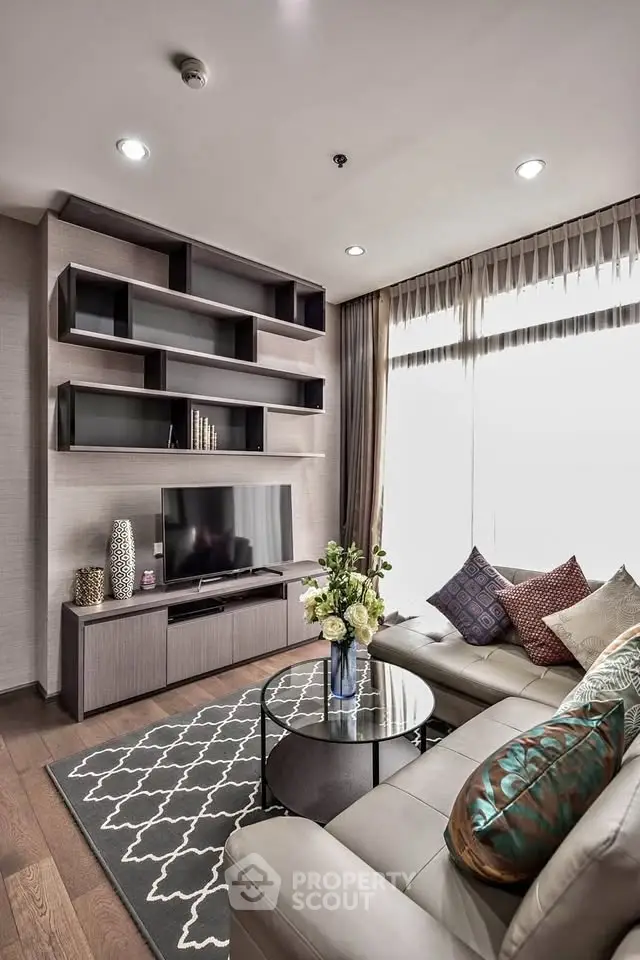 Modern living room with stylish decor and natural light