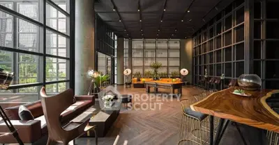 Luxurious modern living room with high ceilings and stylish decor