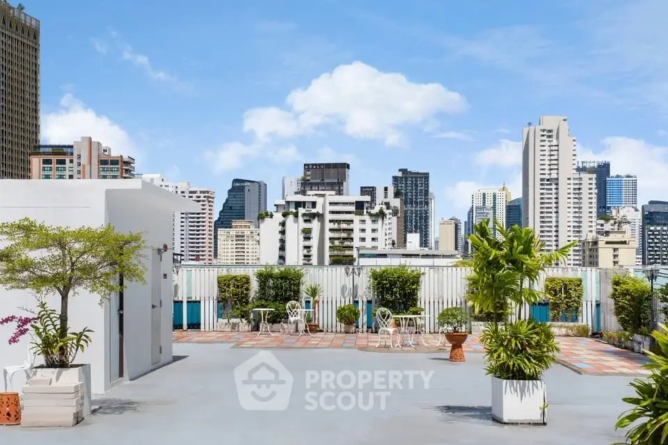 Stunning rooftop terrace with city skyline views, perfect for urban living and outdoor relaxation.