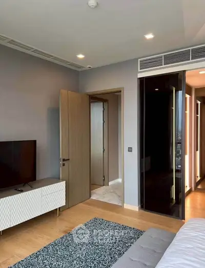 Modern living room with sleek design and stylish furniture