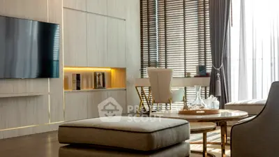 Luxurious modern living room with elegant decor and natural light