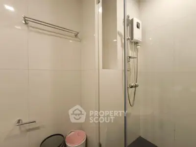 Modern bathroom with sleek shower and minimalist design