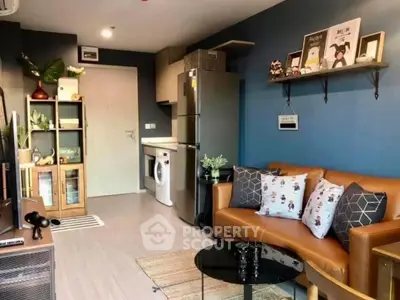 Chic modern living room with stylish decor and open layout, featuring cozy seating and sleek appliances.