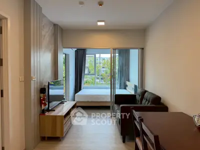 Modern studio apartment with open layout and stylish furnishings