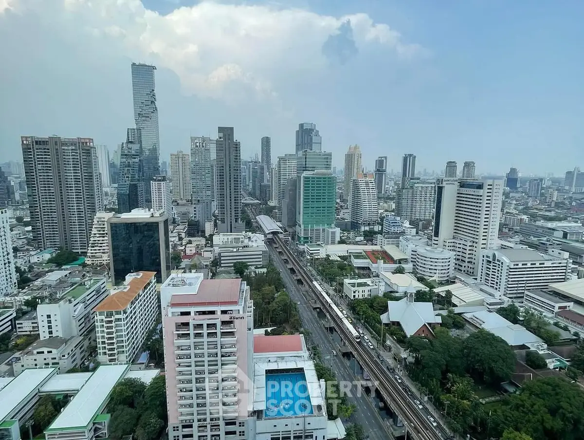 Stunning cityscape view showcasing modern high-rise buildings and urban skyline.