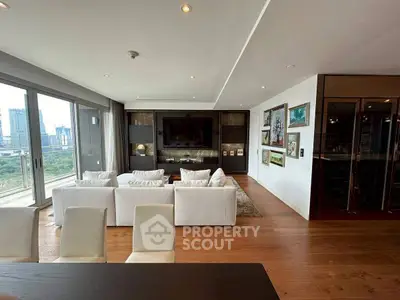 Luxurious living room with stunning city view and elegant decor