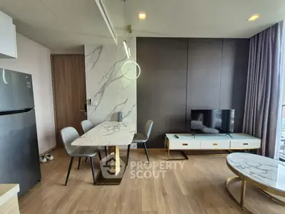 Modern living room with sleek furniture and stylish decor