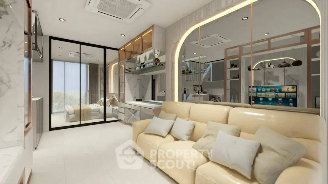 Luxurious modern living room with elegant decor and spacious design