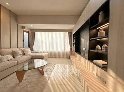 Luxurious modern living room with elegant decor and natural light