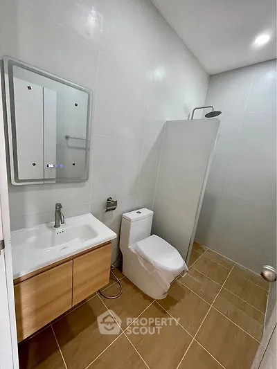Modern bathroom with sleek fixtures and minimalist design