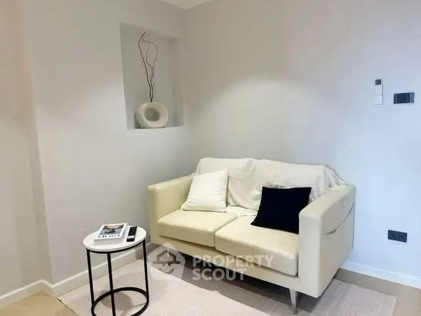 Cozy living room with modern decor and comfortable seating