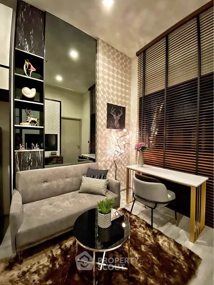 Stylish modern living room with cozy sofa and elegant decor