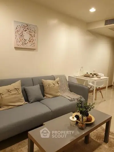 Cozy living room with modern decor and comfortable seating