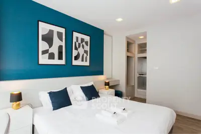 Modern bedroom with stylish decor and cozy ambiance