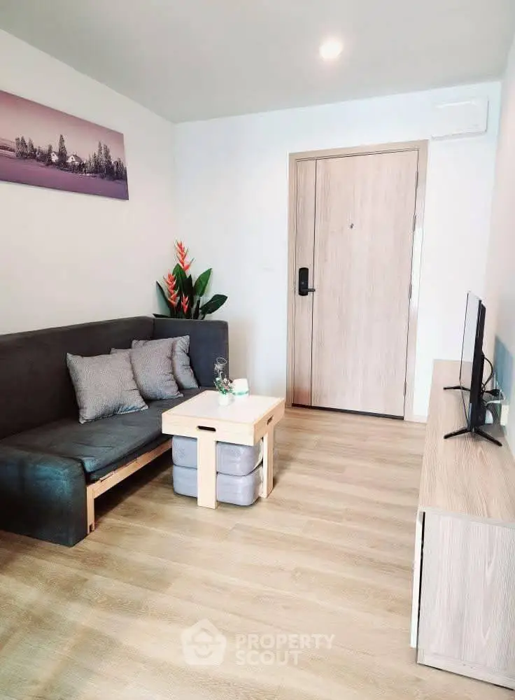 Modern living room with sleek furniture and stylish decor