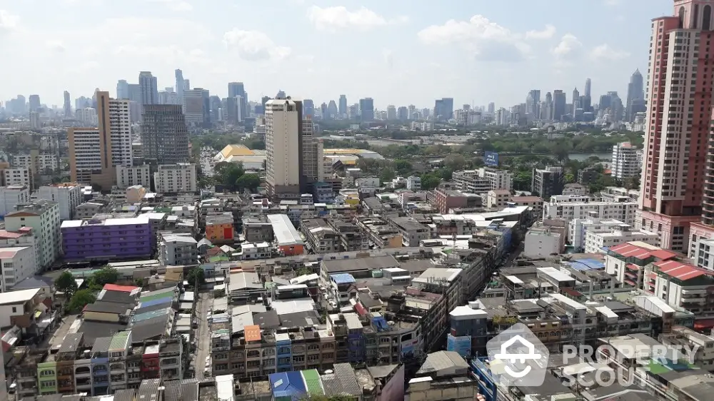 Stunning cityscape view showcasing urban skyline and residential buildings.